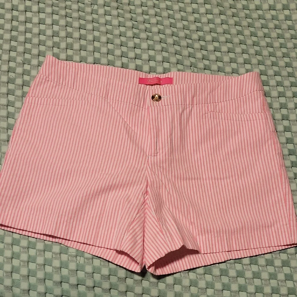 Lilly Pulitzer Pink Shorts Seersucker Cotton - Picture 2 of 5